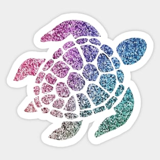 Rainbow Ombre Faux Glitter Turtle Sticker